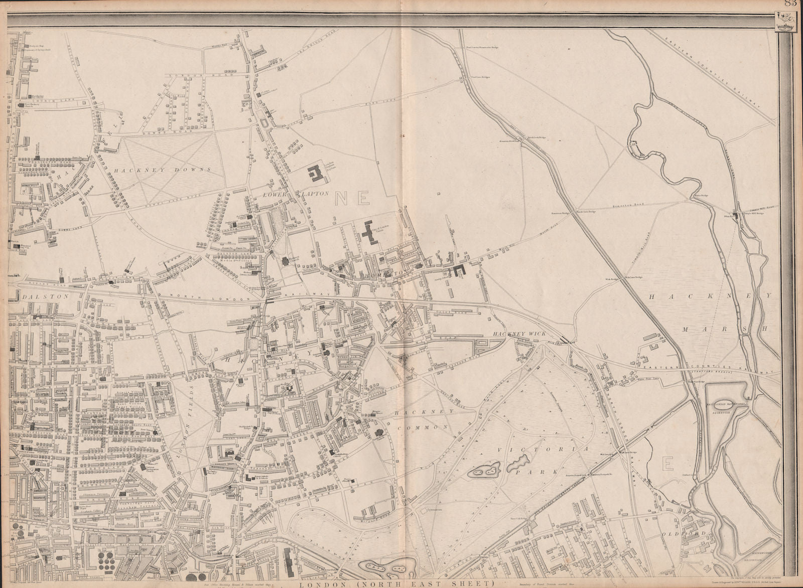 'CASSELLS LONDON NE. Hackney Old Ford Dalston Homerton Clapton. WELLER 1862 map